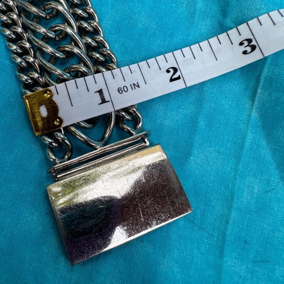 Chunky Vintage Silver Toned Signed MARINO Bracelet - Picture 6 of 9